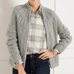 Talbots Mixed Stitch Zip Cardigan, Size XS, NWT